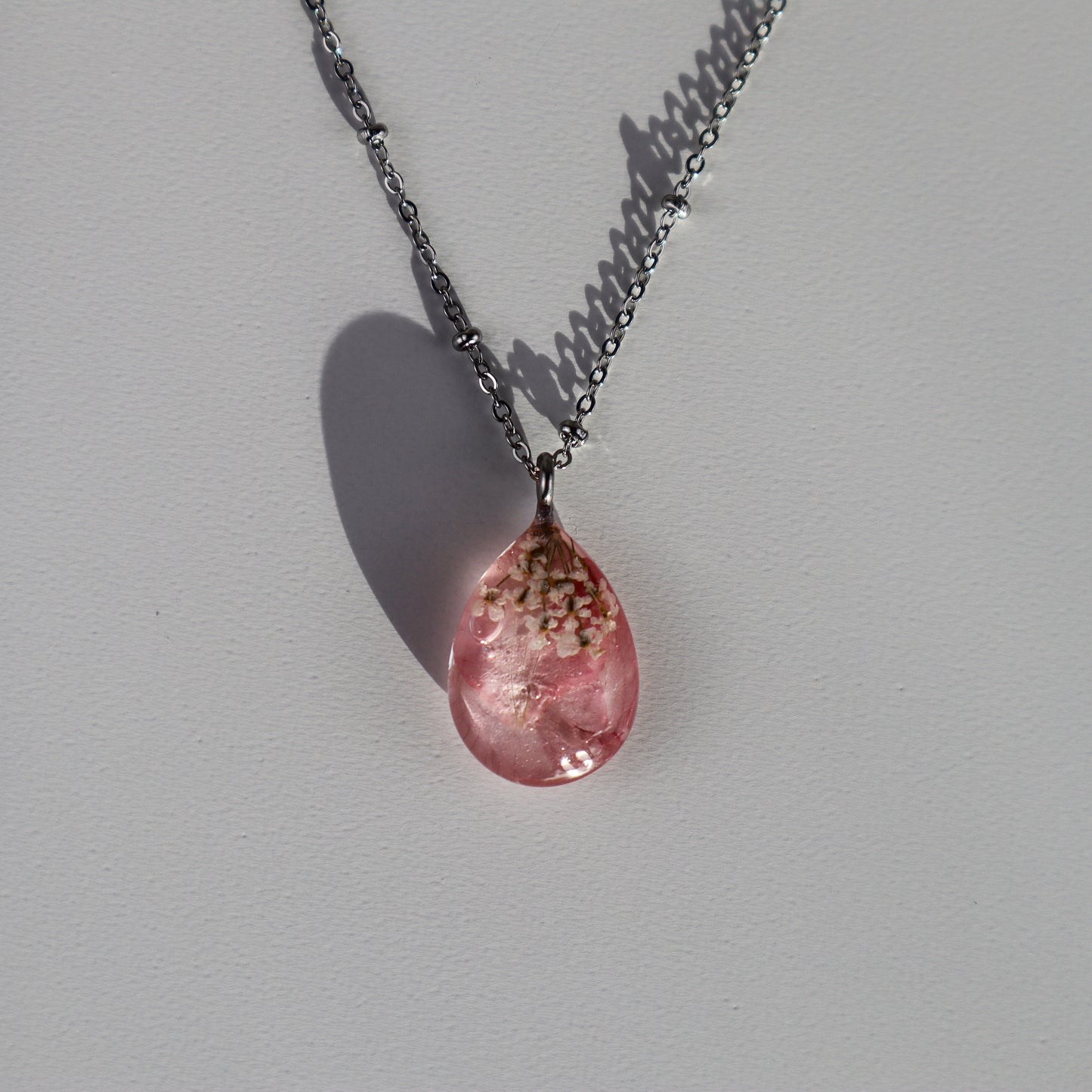 Pink Waterdrop Pendant Necklace