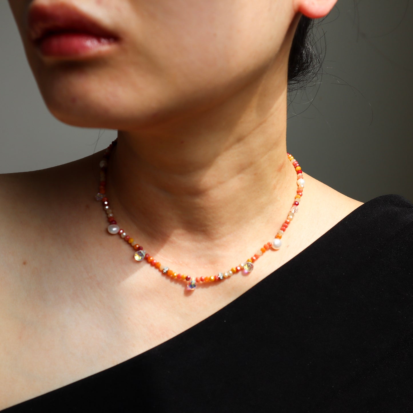 Orange Crystal Bead Necklace