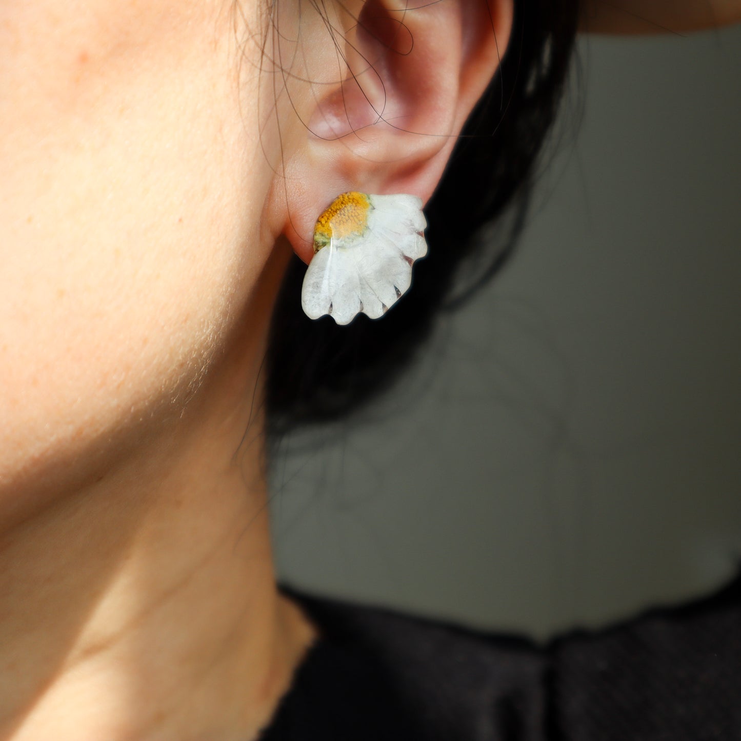 White Daisy Stud Earrings