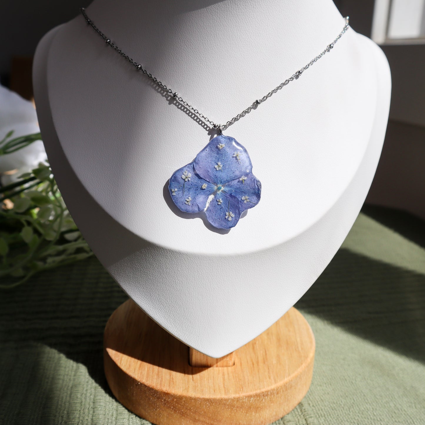 Deep Blue Hydrangea Necklace
