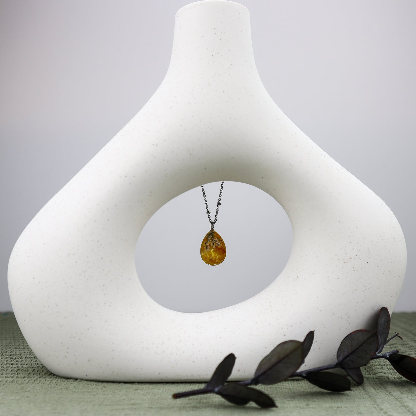 Yellow Waterdrop Pendant Necklace