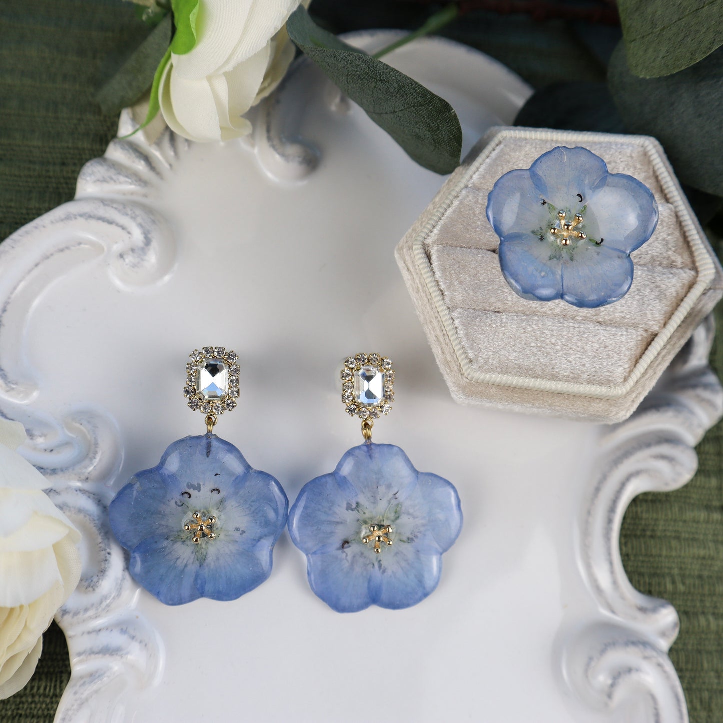Nemophila Cubic Drop Earrings