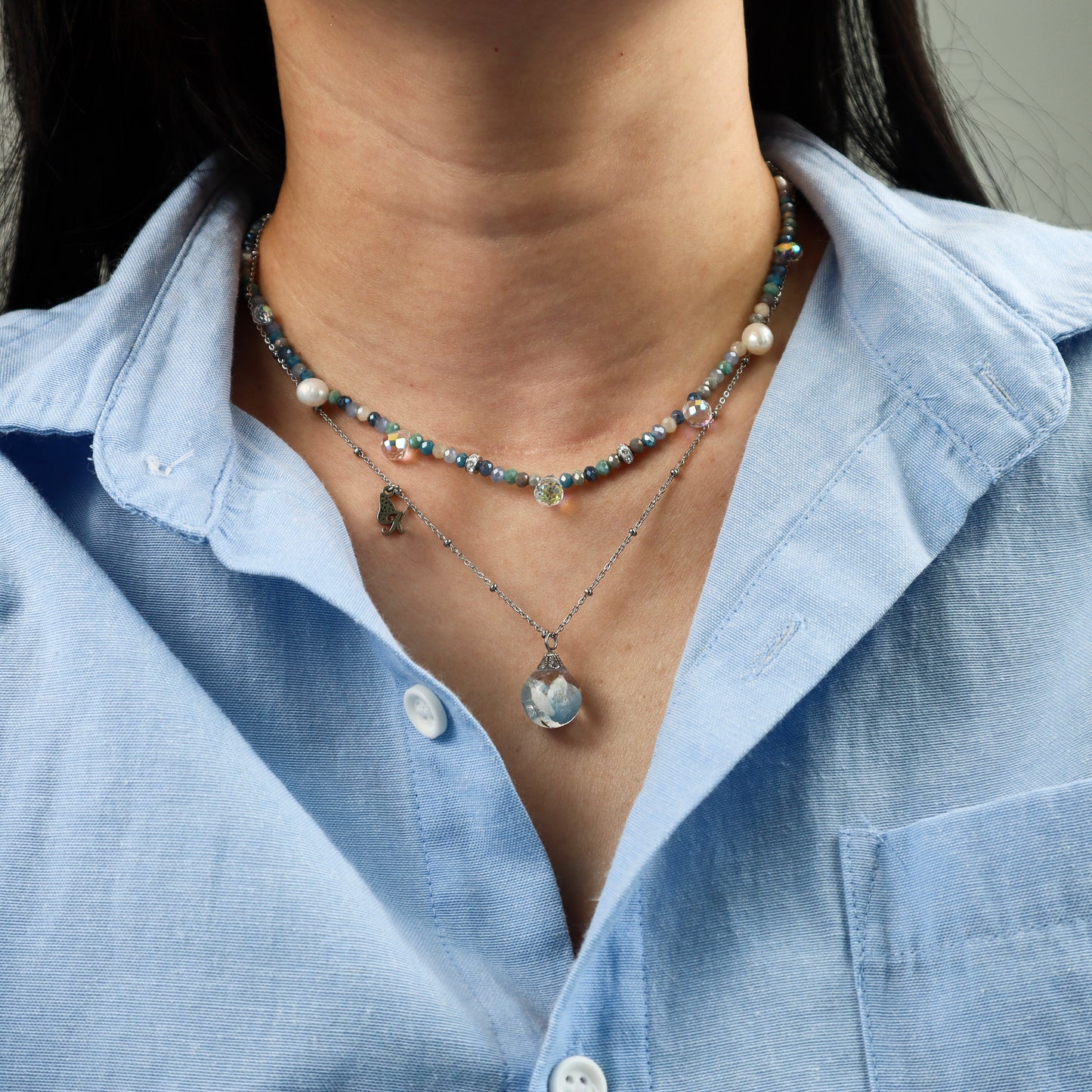 Deep Blue Crystal Bead Necklace