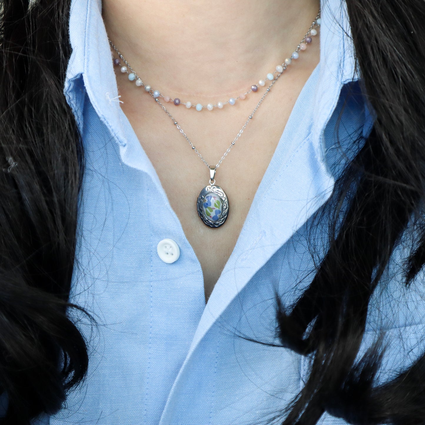 Blue Oval Locket