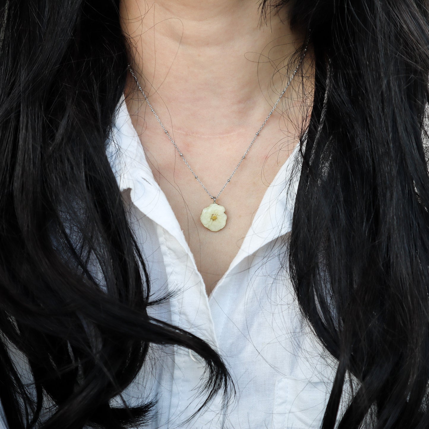 White Potentilla Necklace