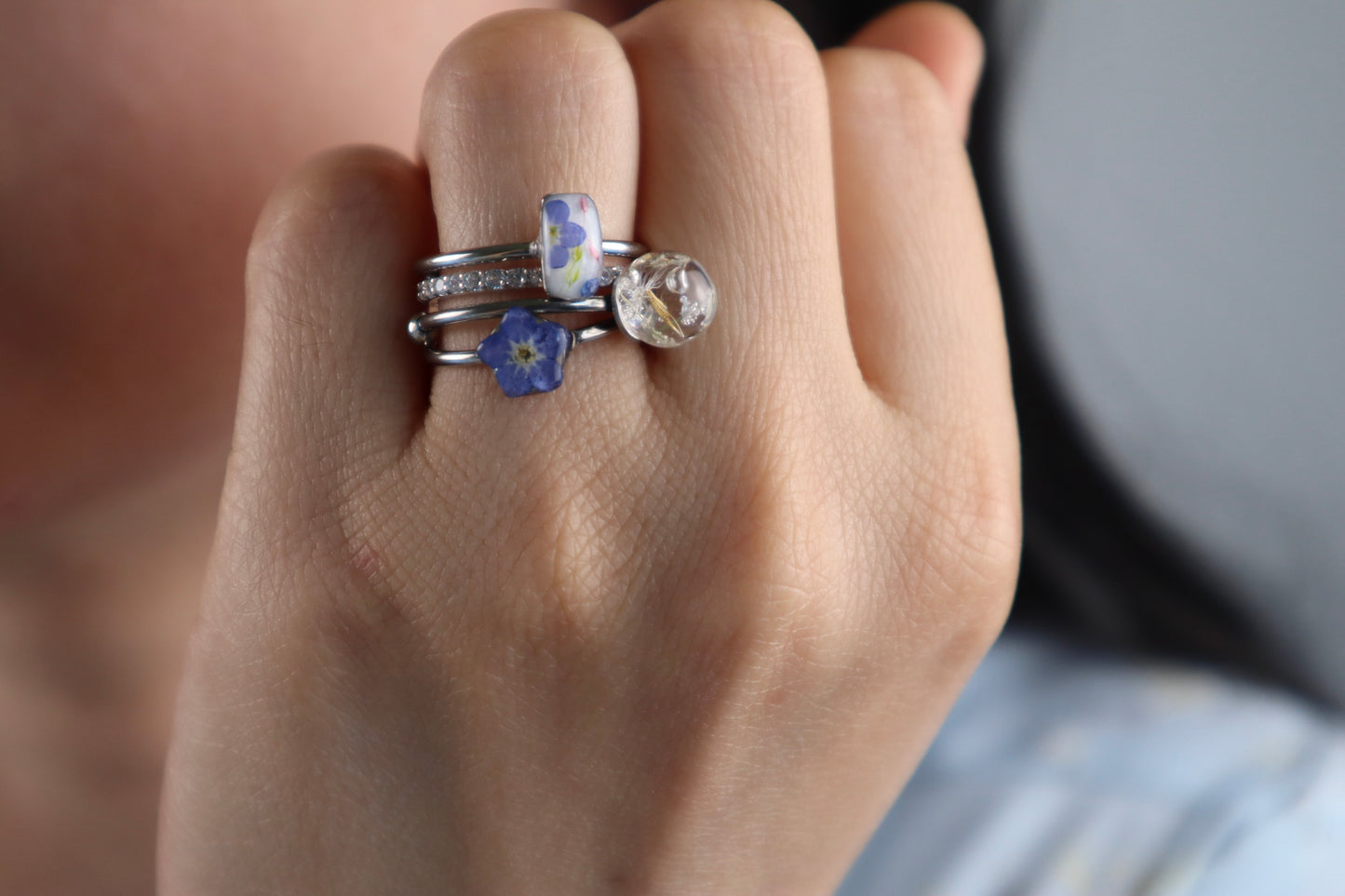 Forget-Me-Not Adjustable Rings
