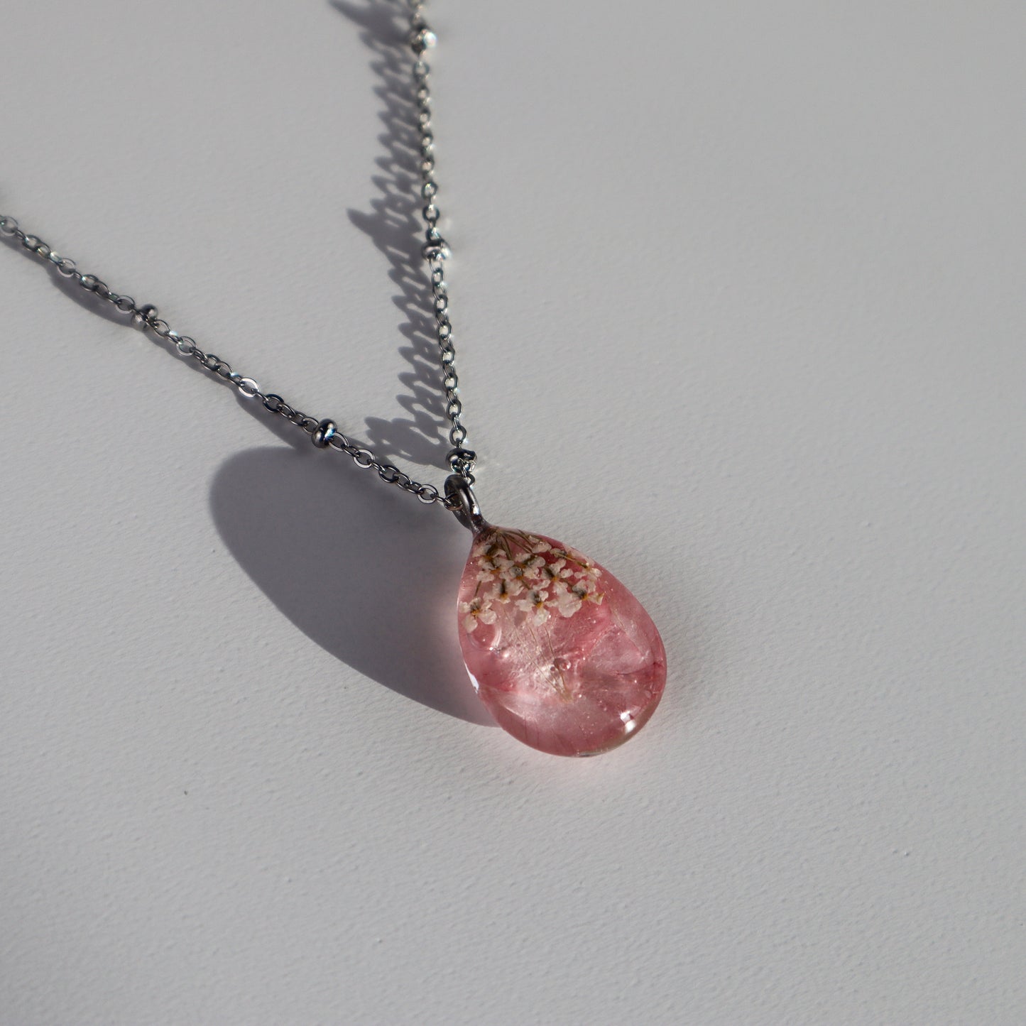 Pink Waterdrop Pendant Necklace