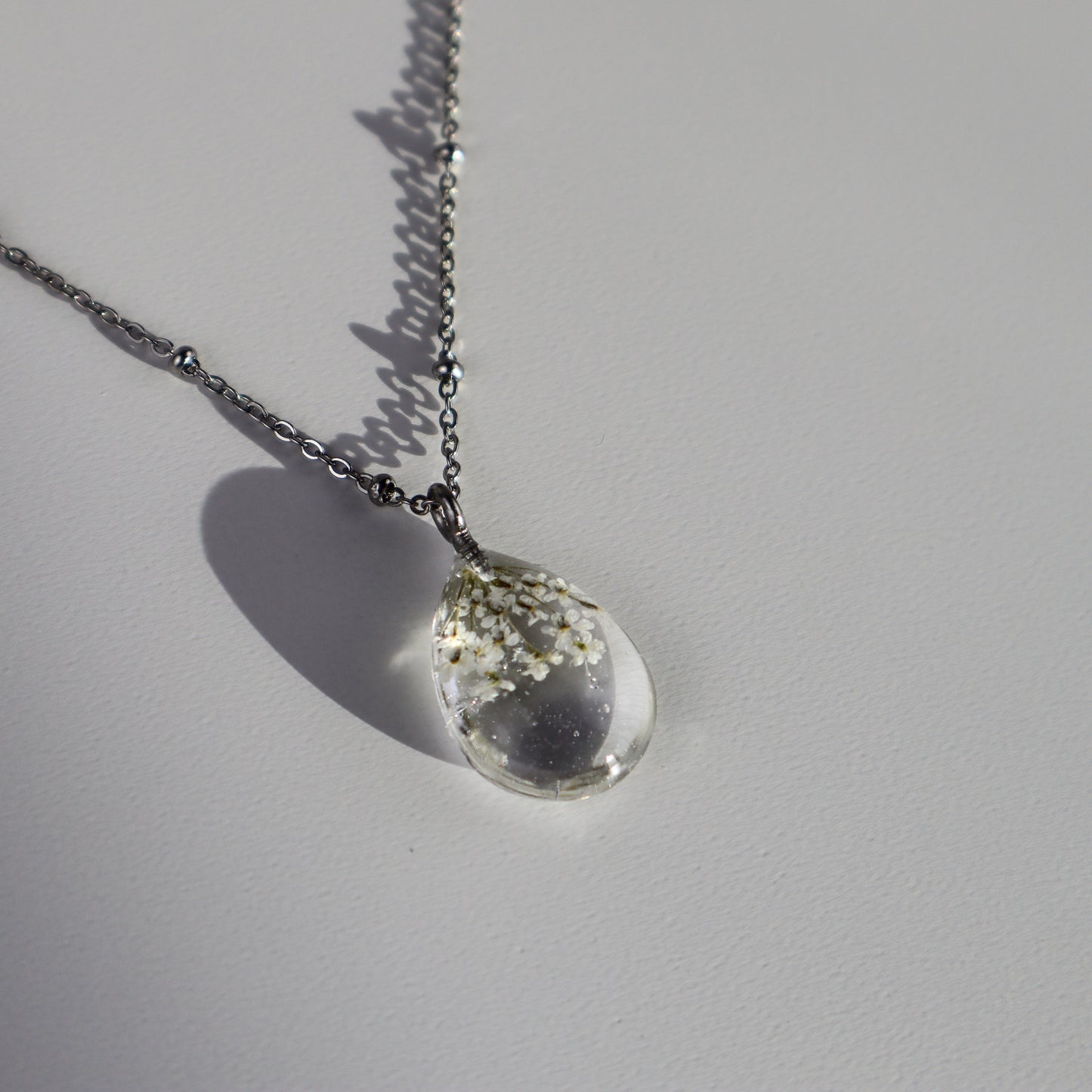 White Waterdrop Pendant Necklace