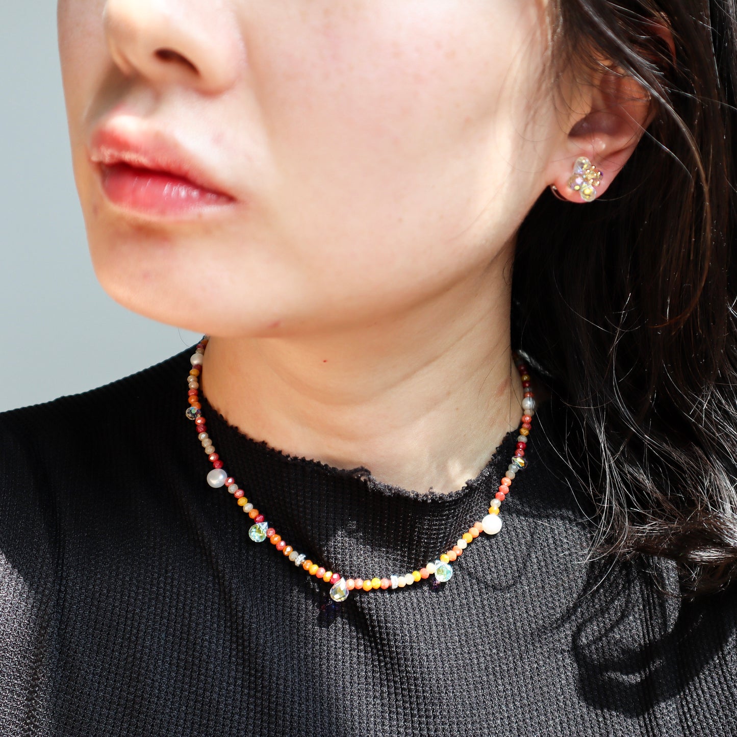 Orange Crystal Bead Necklace