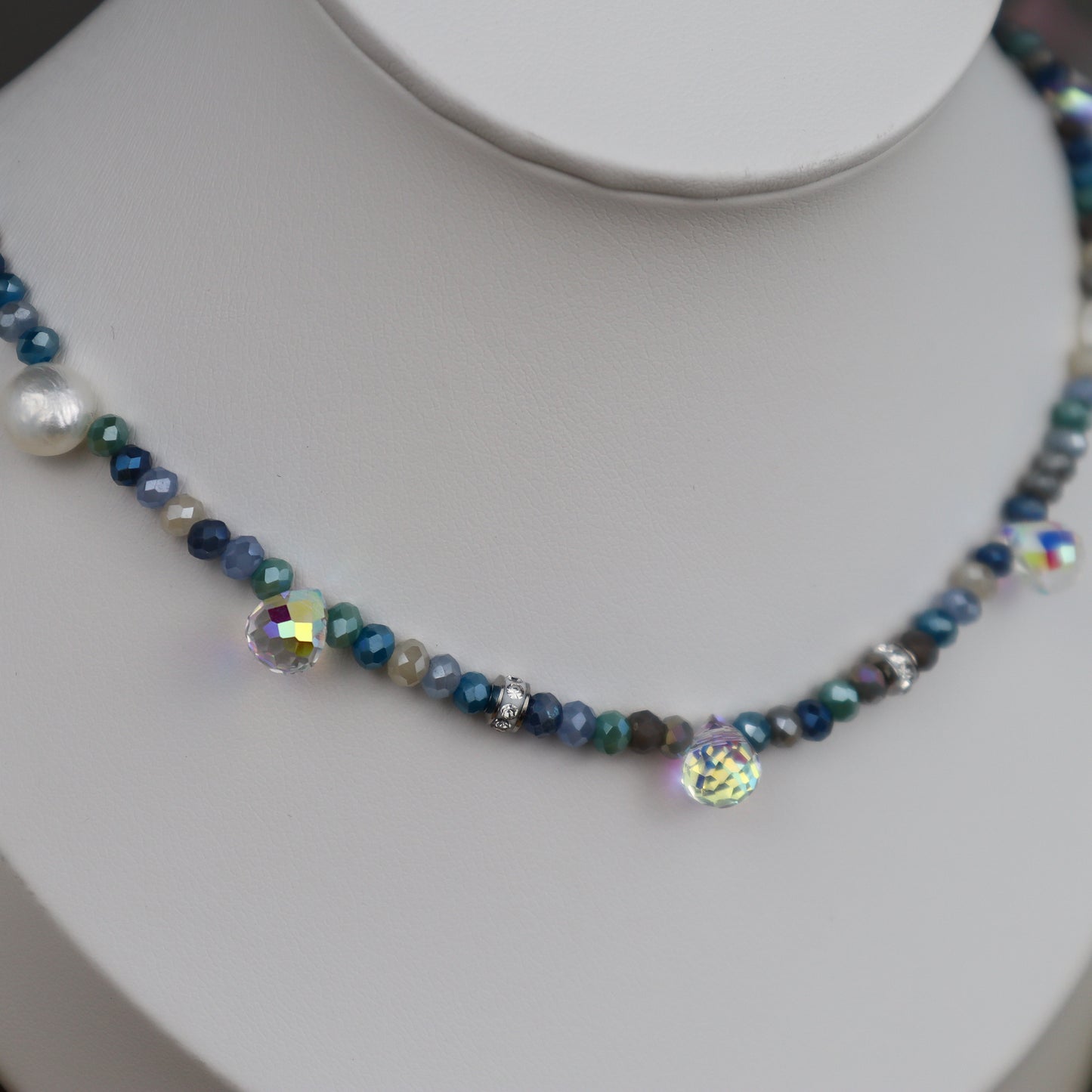 Deep Blue Crystal Bead Necklace