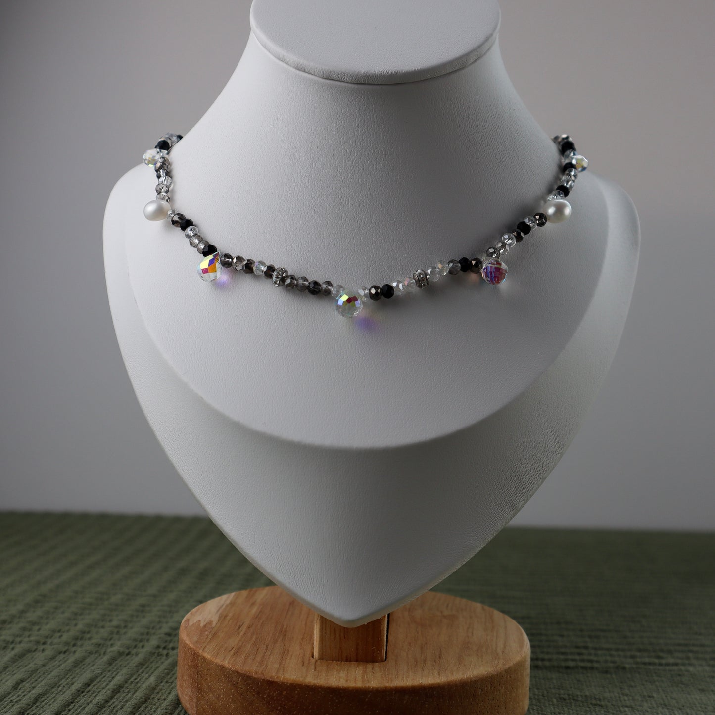 Black Crystal Bead Necklace