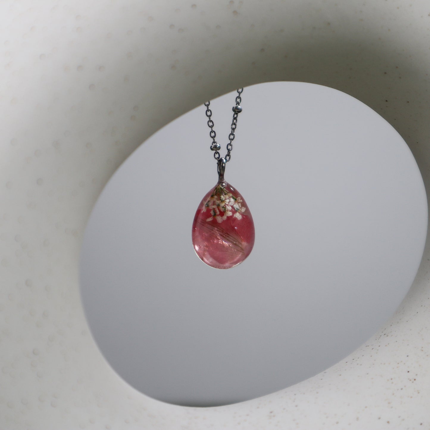 Pink Waterdrop Pendant Necklace