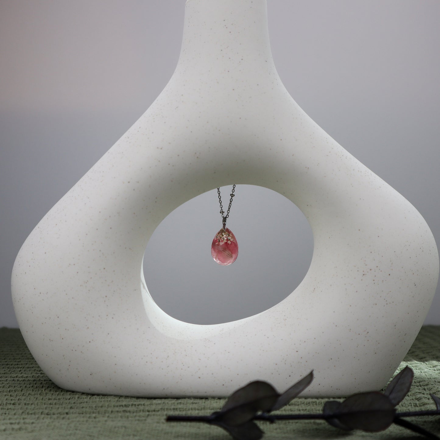Pink Waterdrop Pendant Necklace