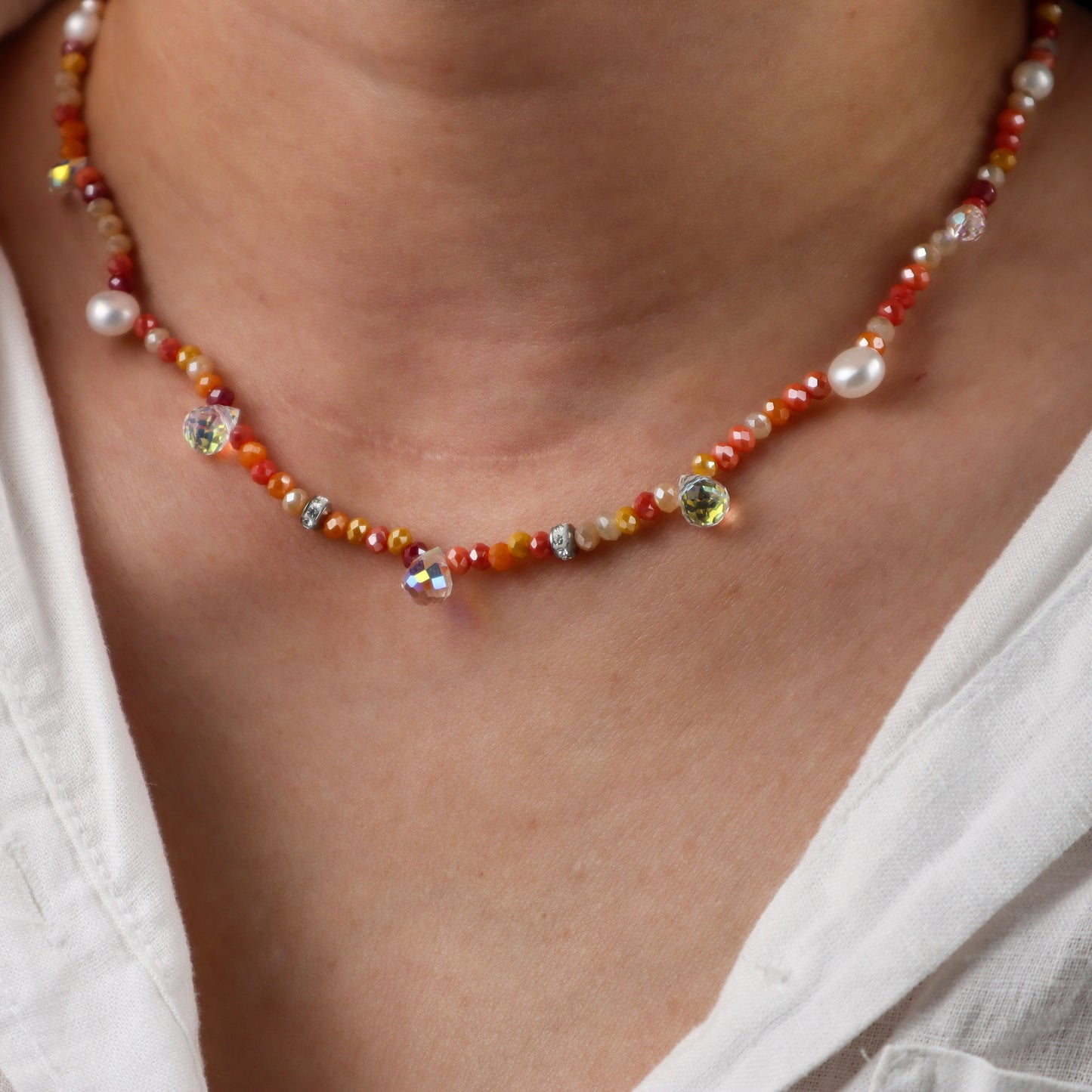 Orange Crystal Bead Necklace