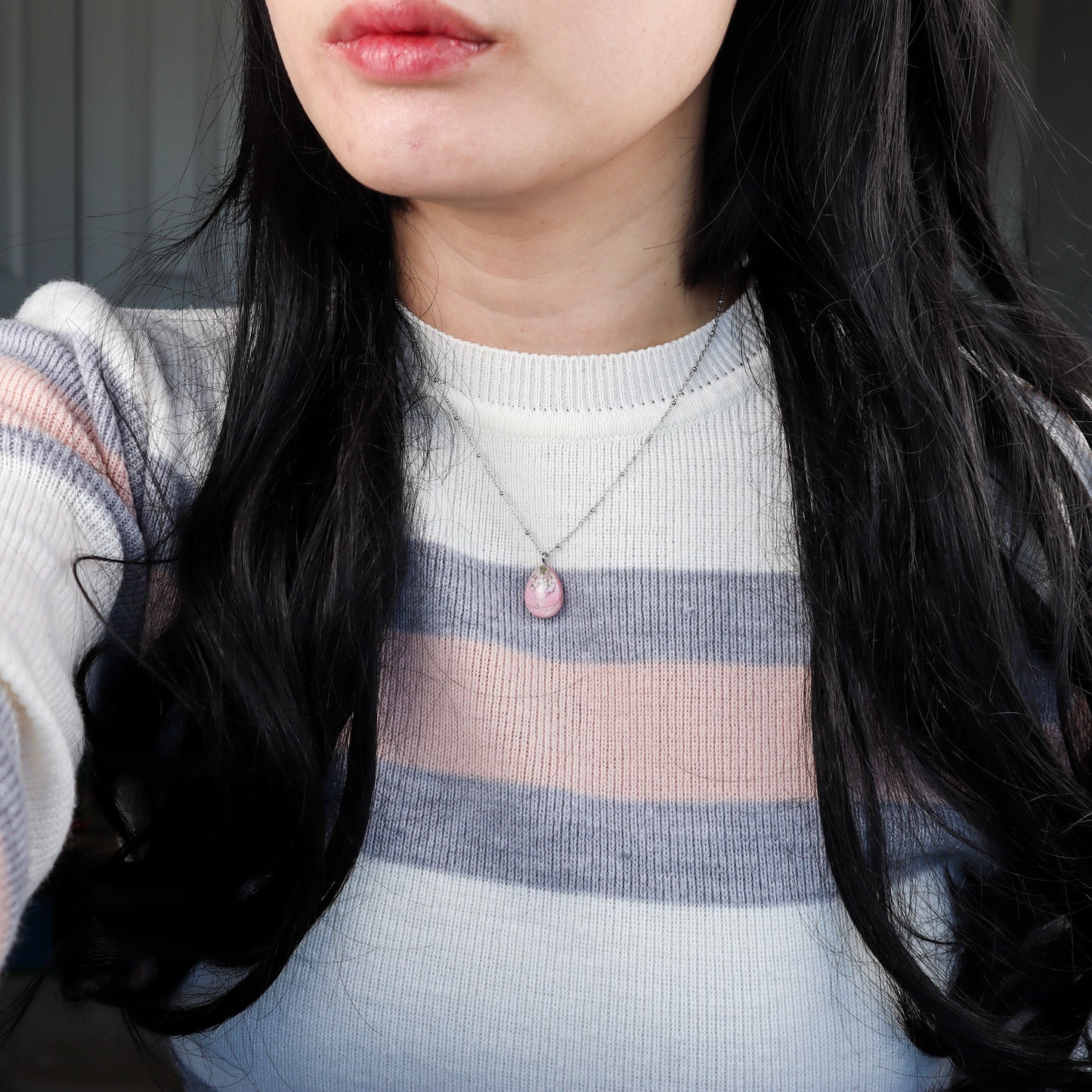Pink Waterdrop Pendant Necklace