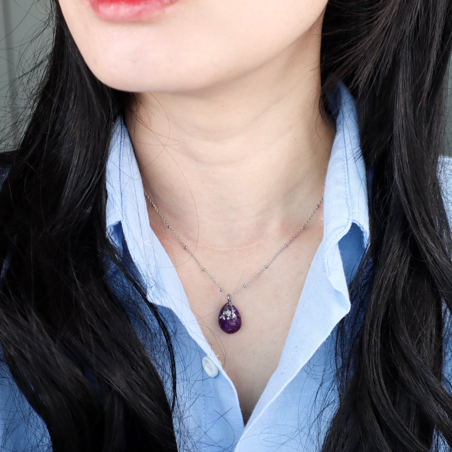 Purple Waterdrop Pendant Necklace