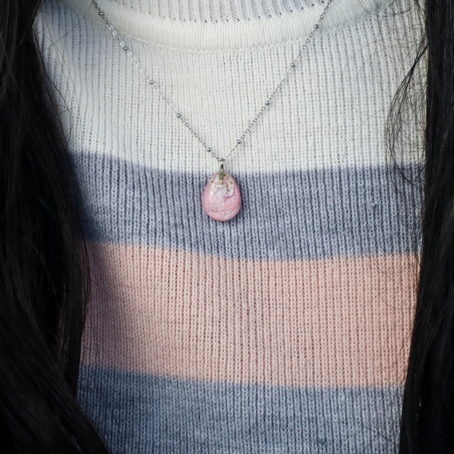 Pink Waterdrop Pendant Necklace