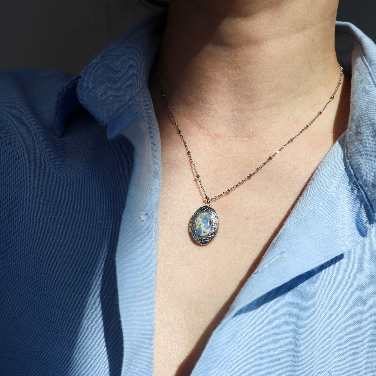 Blue Oval Locket