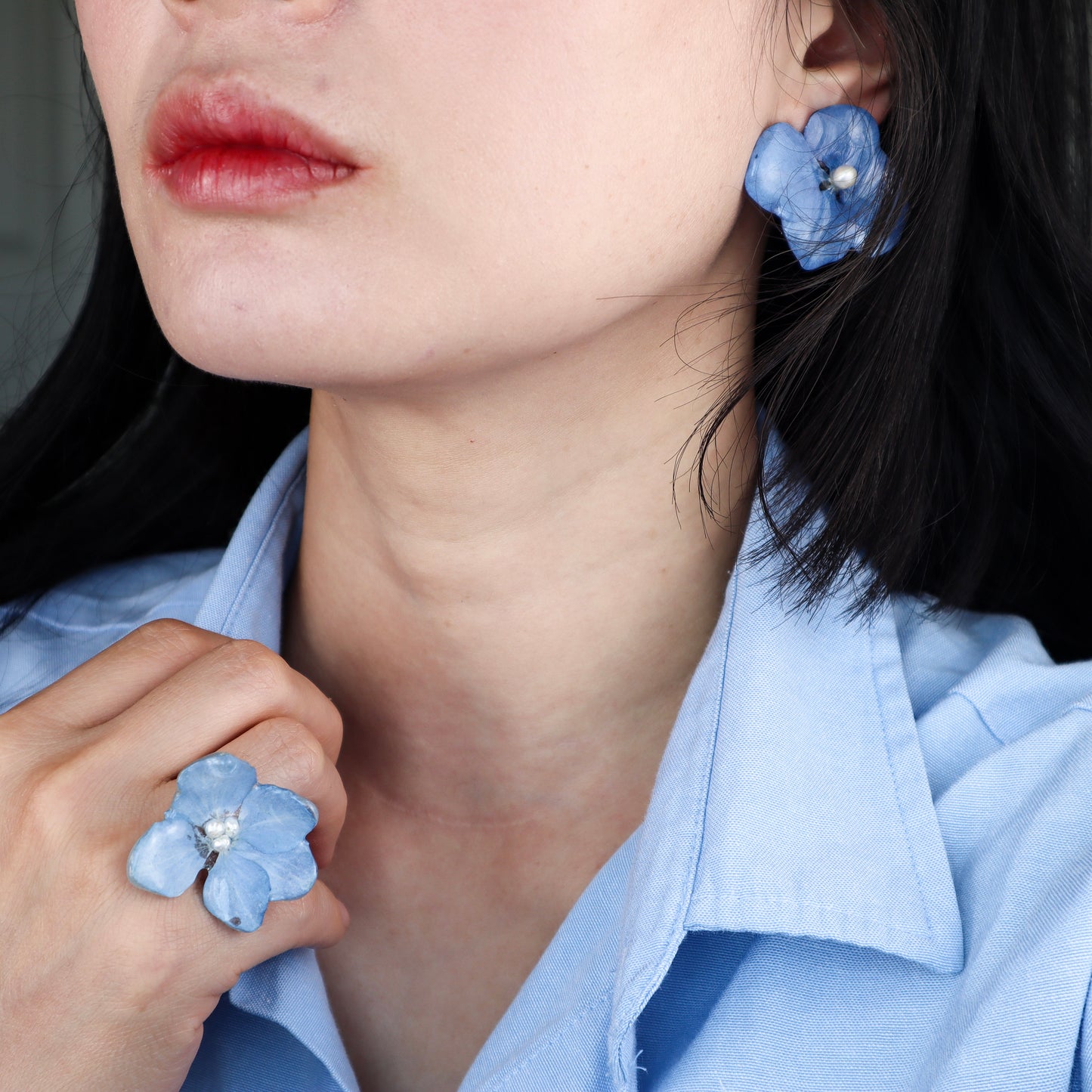 Single Blossom Hydrangea Earrings