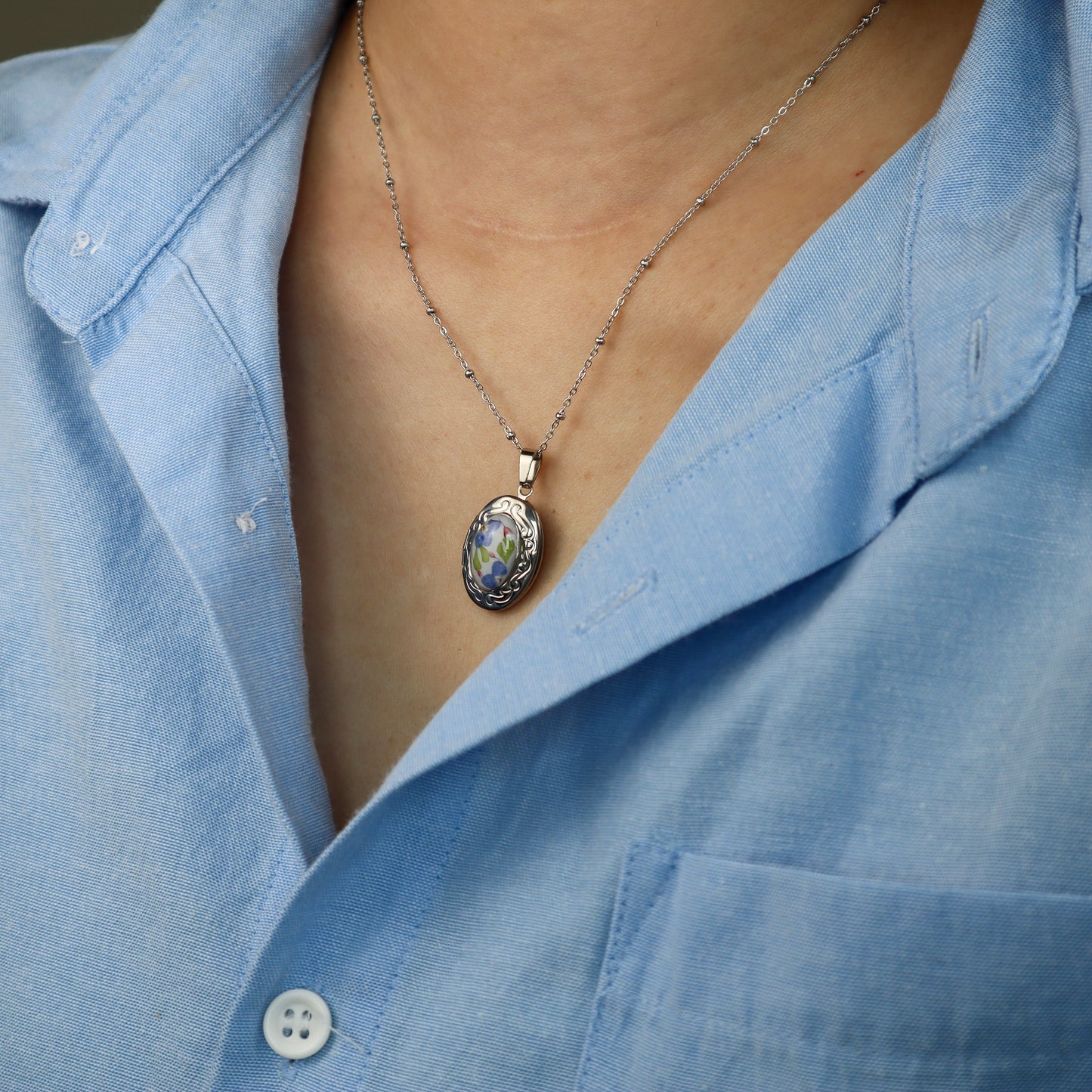 Blue Oval Locket