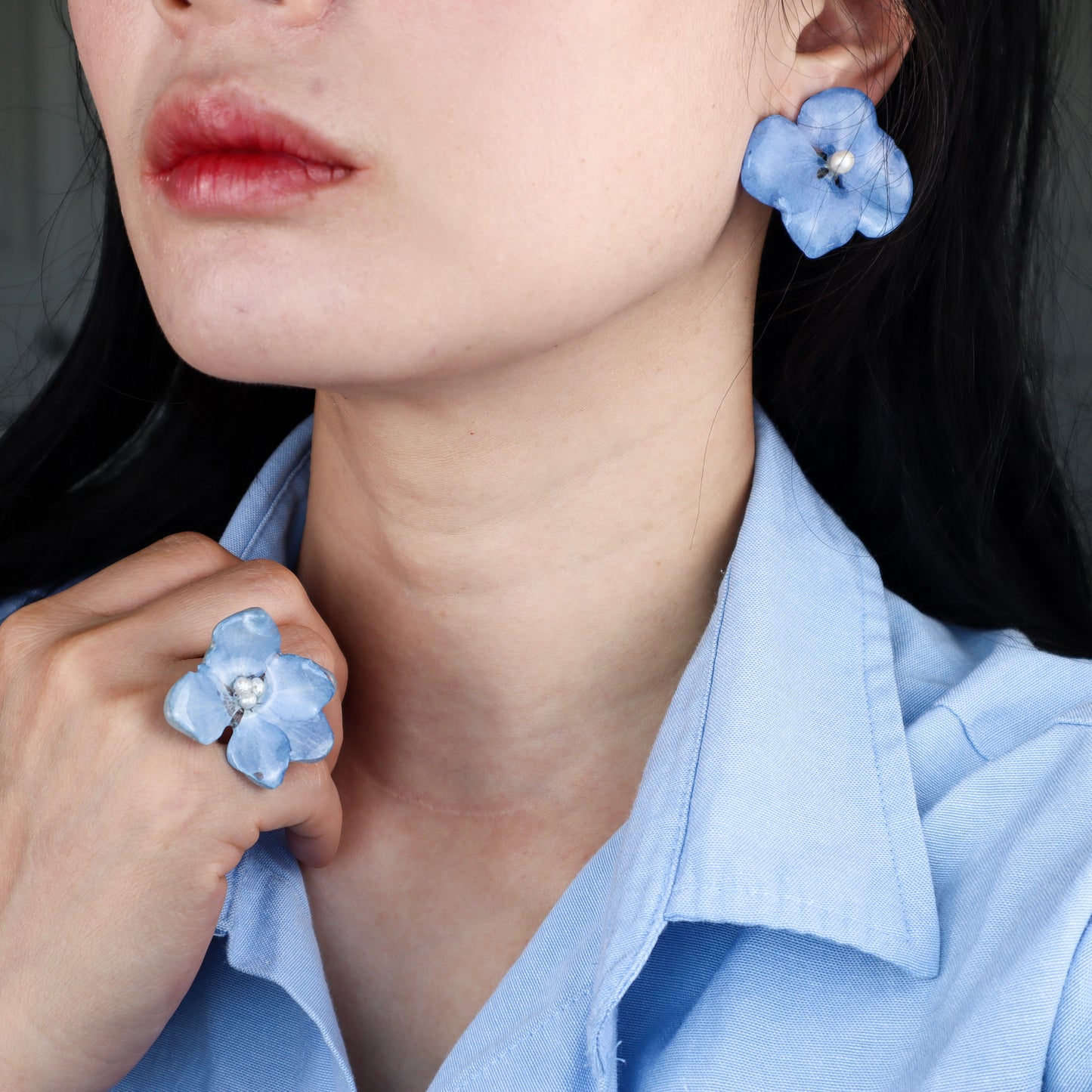 Single Blossom Hydrangea Earrings
