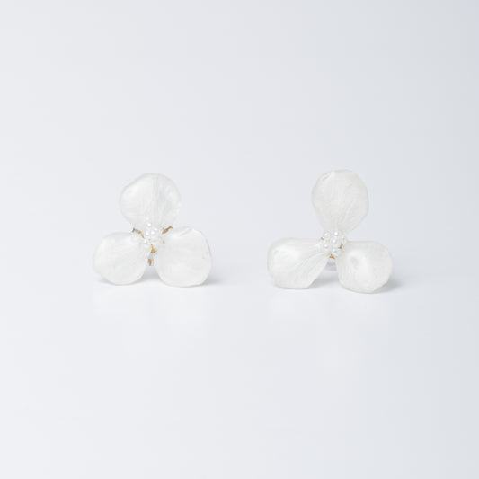 White Hydrangea 3 Petal Earring