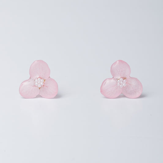 Pink Hydrangea 3 Petal Earring