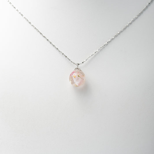 Pink 12mm Waterdrop Flower Ball Necklace