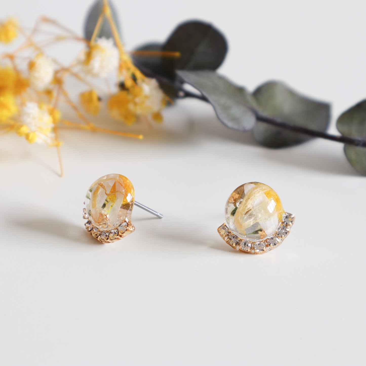 Yellow Qubic Round Earring