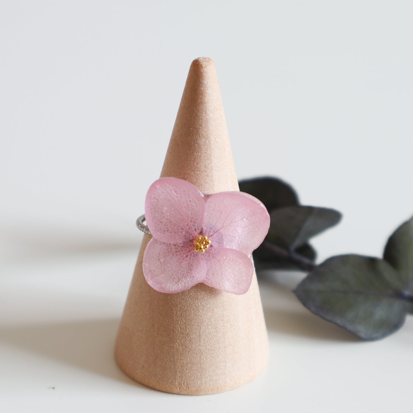 Pink Hydrangea 4 Petal Ring