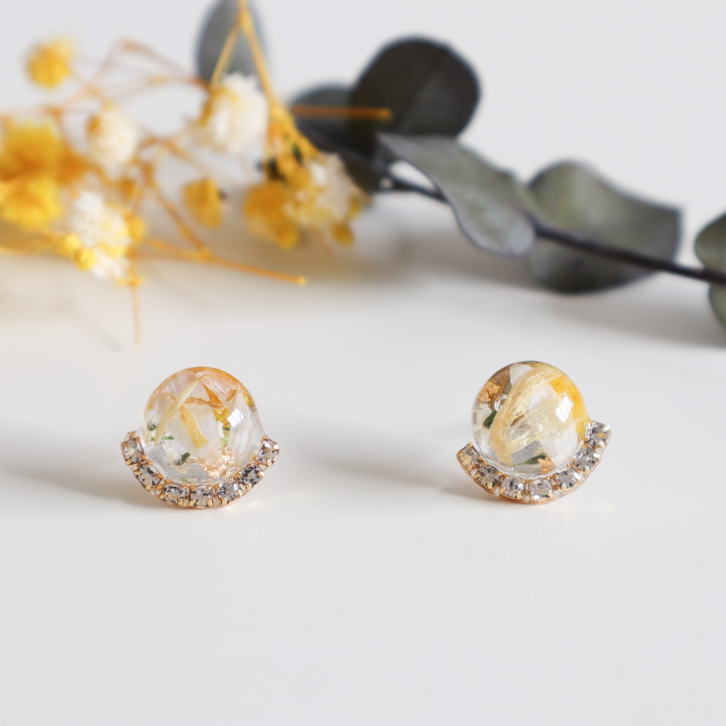 Yellow Qubic Round Earring