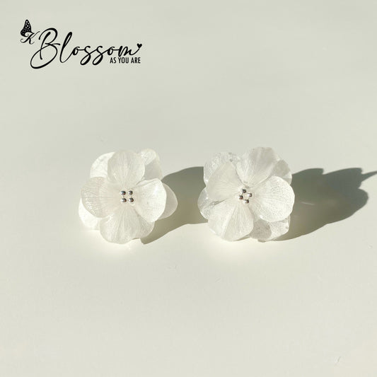 White Hydrangea Earrings