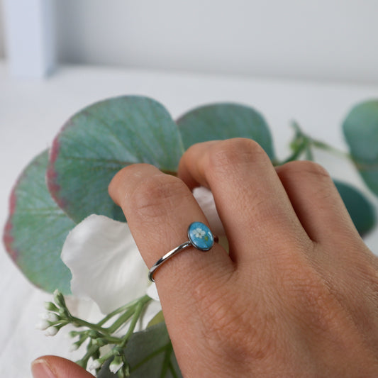 Blue Oval Steel Ring