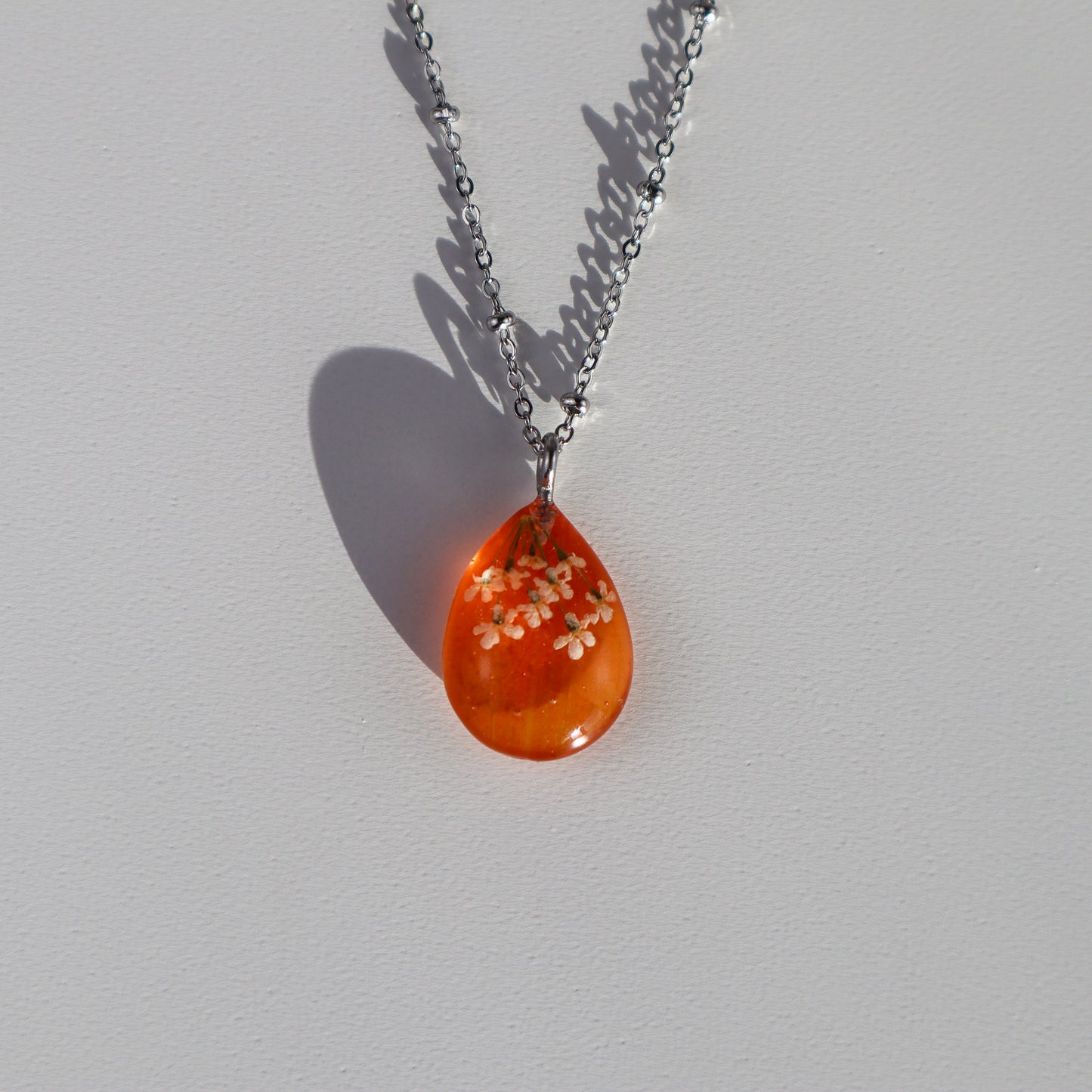 Orange Waterdrop Pendant Necklace