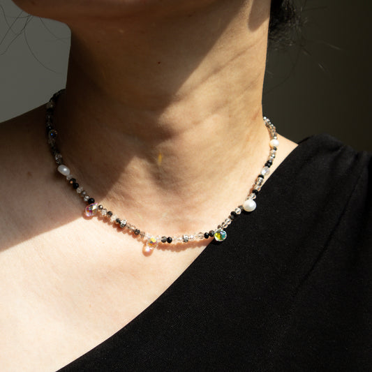 Black Crystal Bead Necklace
