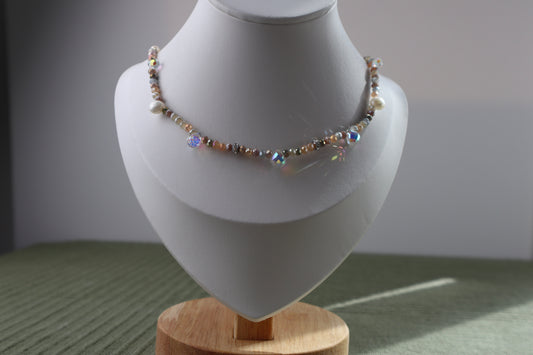 Olive Crystal Bead Necklace