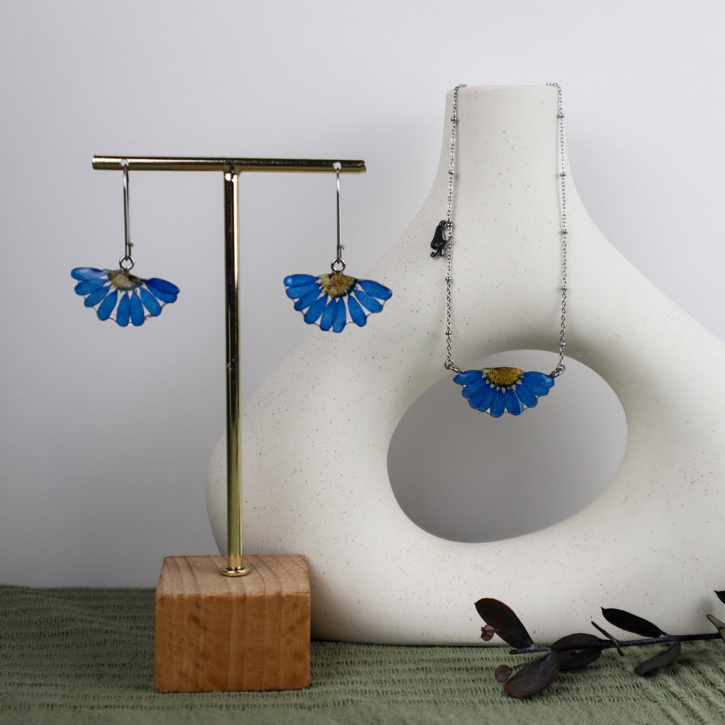 Blue Daisy Hook Earrings