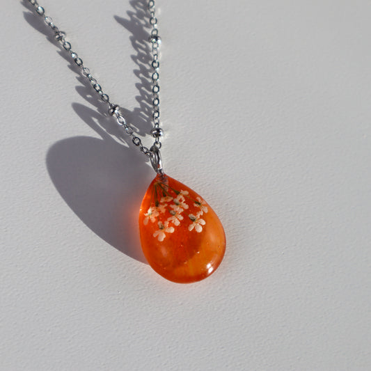 Orange Waterdrop Pendant Necklace