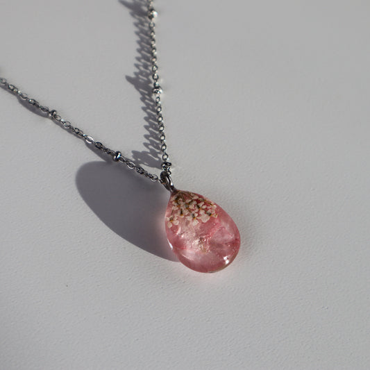 Pink Waterdrop Pendant Necklace