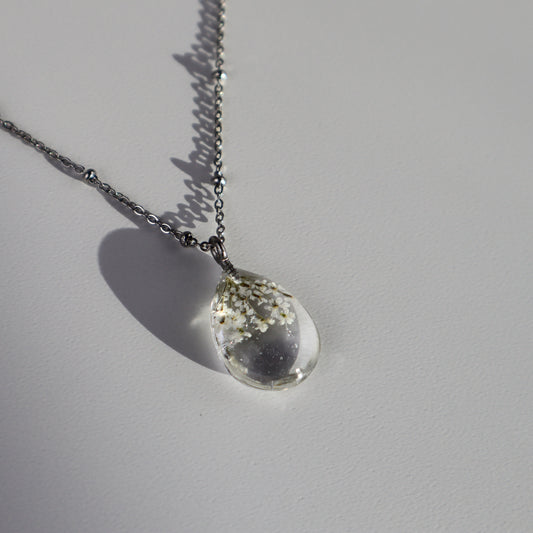 White Waterdrop Pendant Necklace