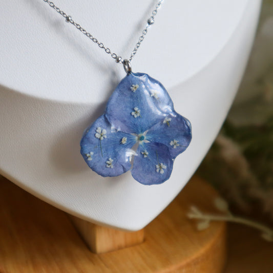 Deep Blue Hydrangea Necklace
