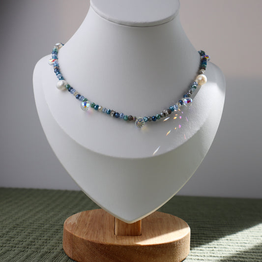 Deep Blue Crystal Bead Necklace