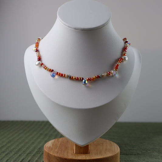 Orange Crystal Bead Necklace