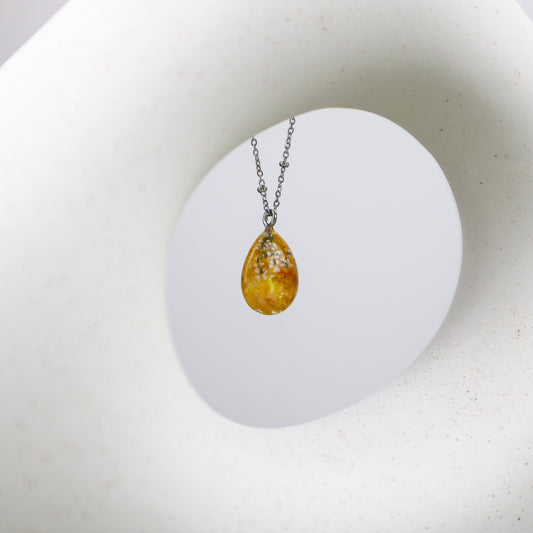 Yellow Waterdrop Pendant Necklace