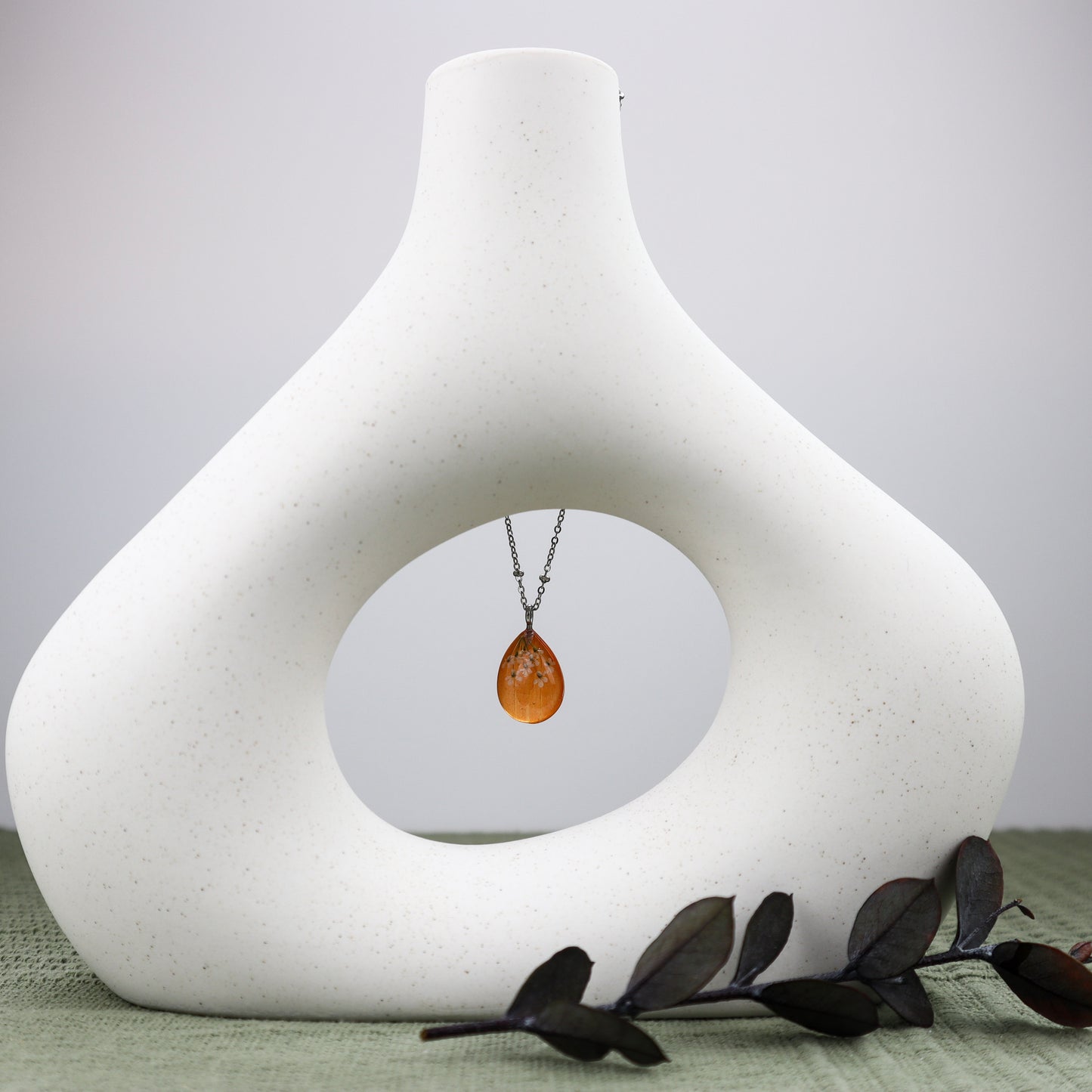 Orange Waterdrop Pendant Necklace