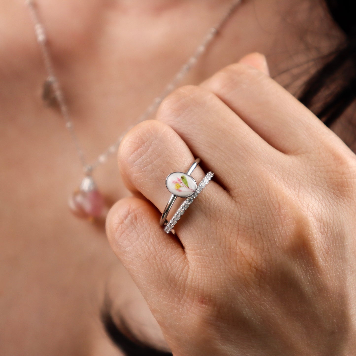 White Oval Steel Ring