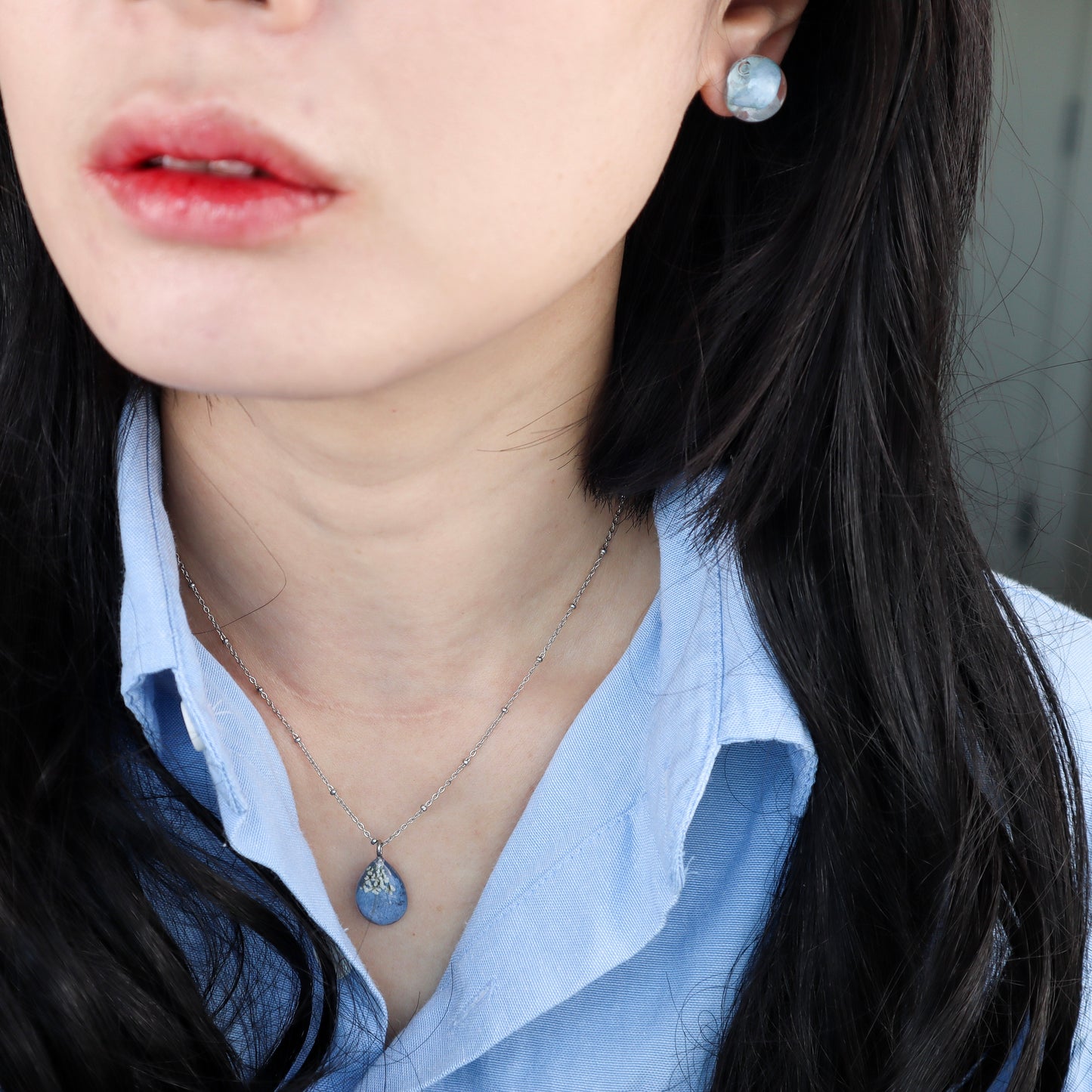 Blue Waterdrop Pendant Necklace