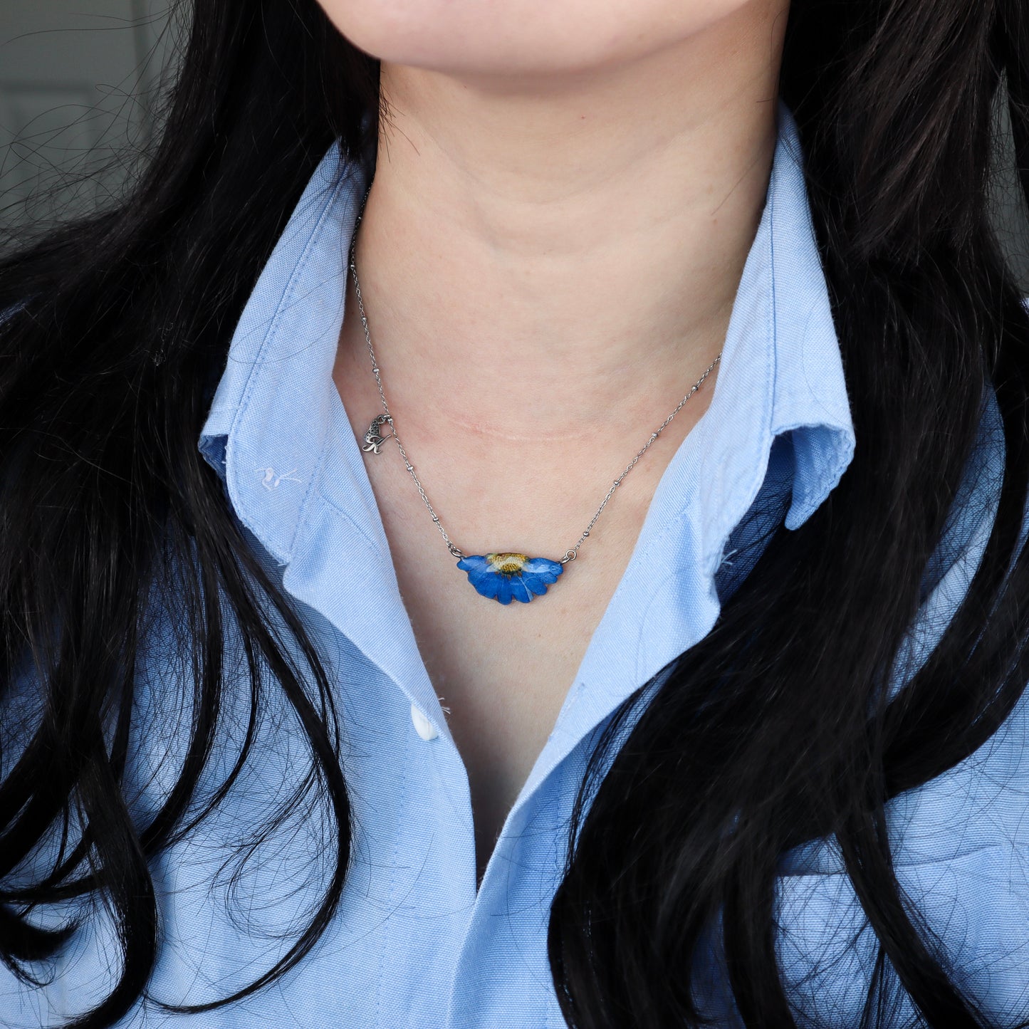 Blue Daisy Necklace