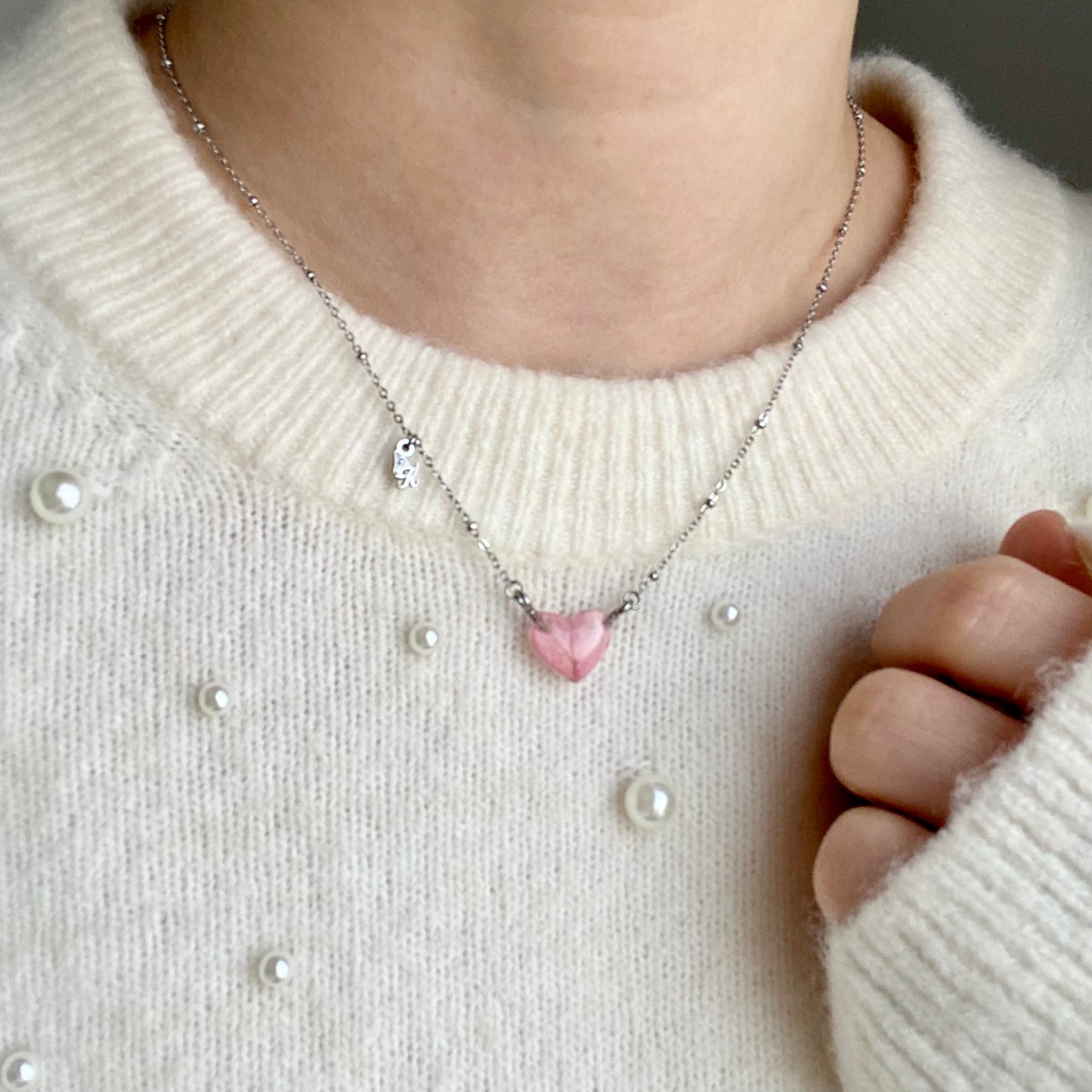Heart necklace pink