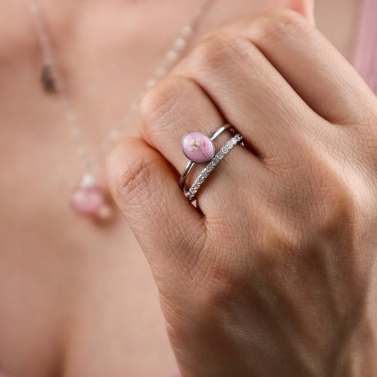 Pink Oval Steel Ring